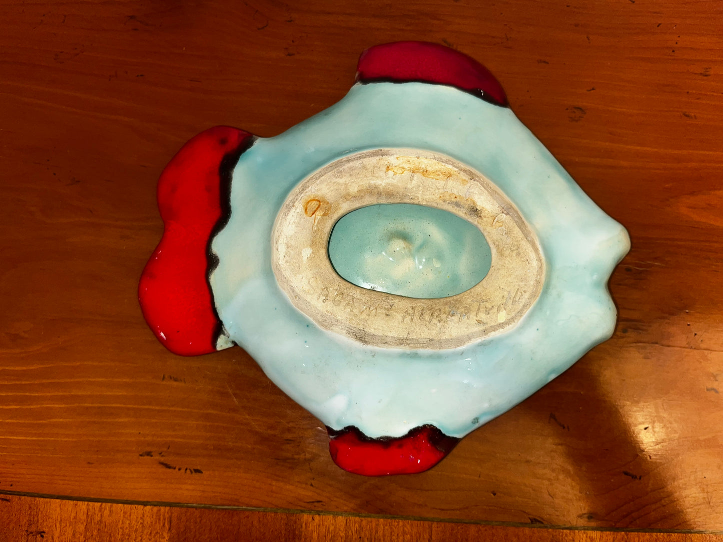 Petit plat poisson en céramique signé Sagam - Albertville