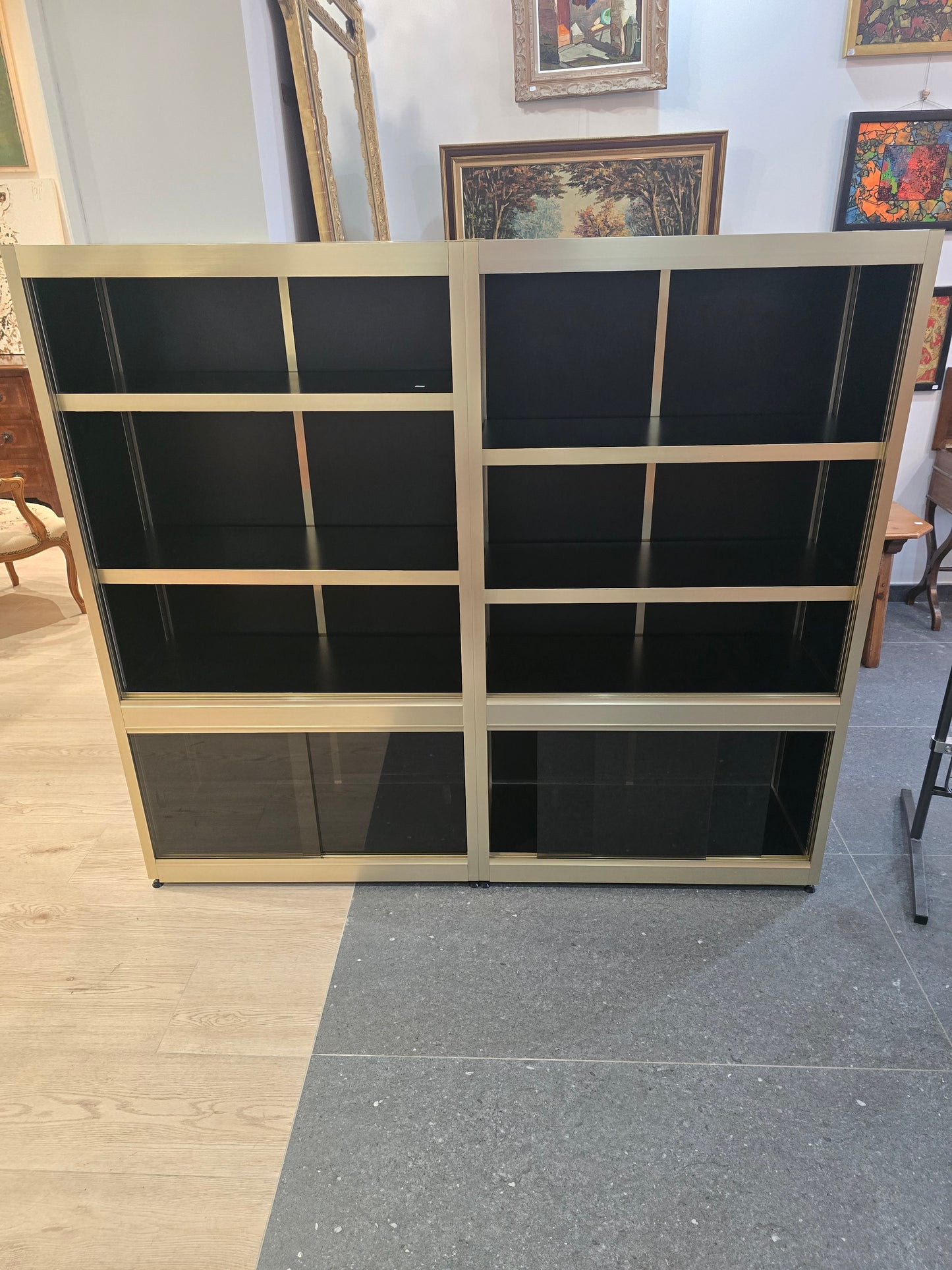 Meuble design années 70 noir et or