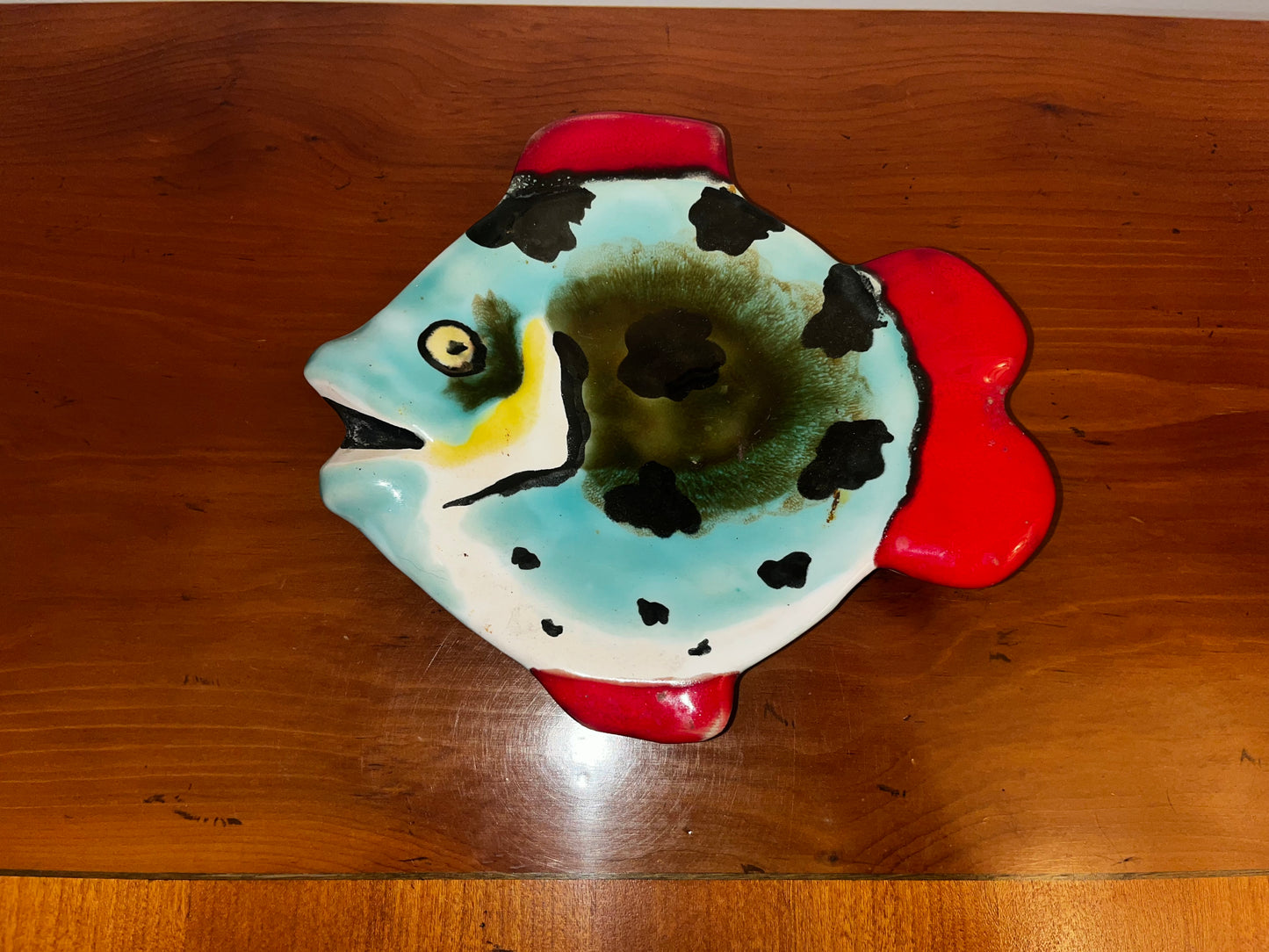 Petit plat poisson en céramique signé Sagam - Albertville