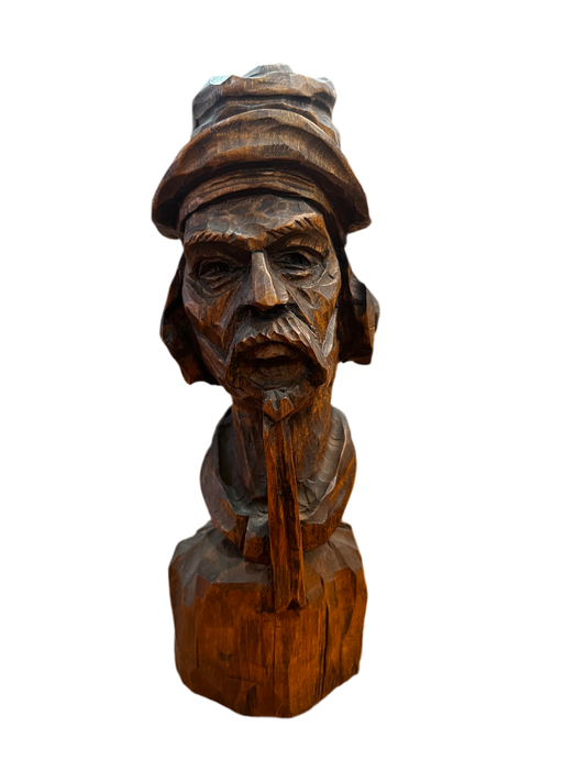 Sculpture tête en bois signé Villalba