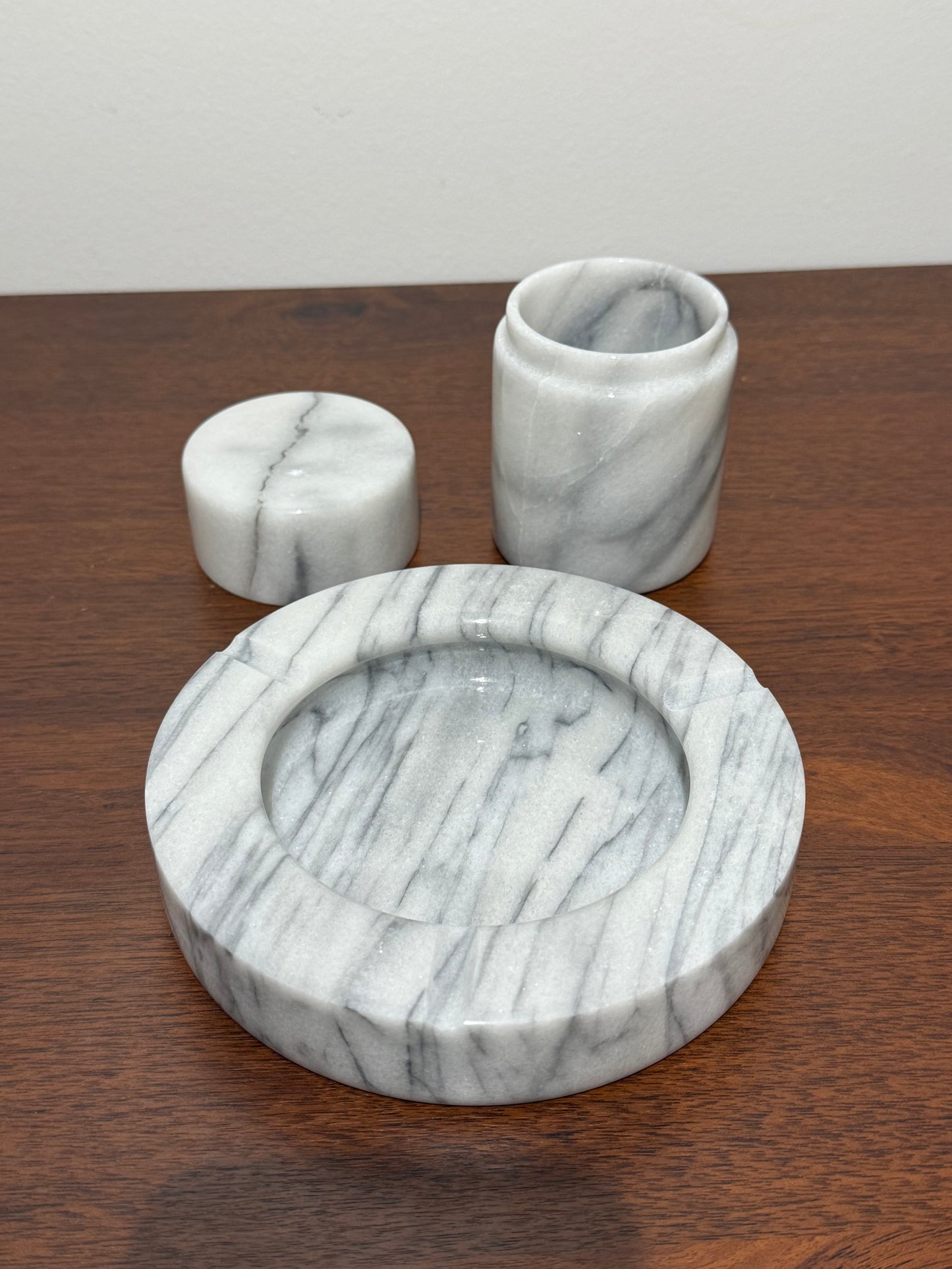 Ensemble en marbre : cendrier et boîte de rangement