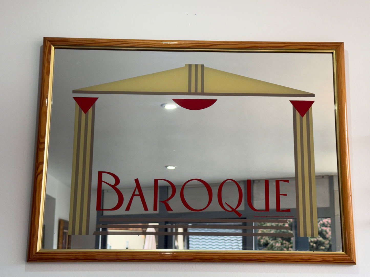 Miroir publicitaire vintage « Baroque » – Composition graphique Art déco, années 1930–1950