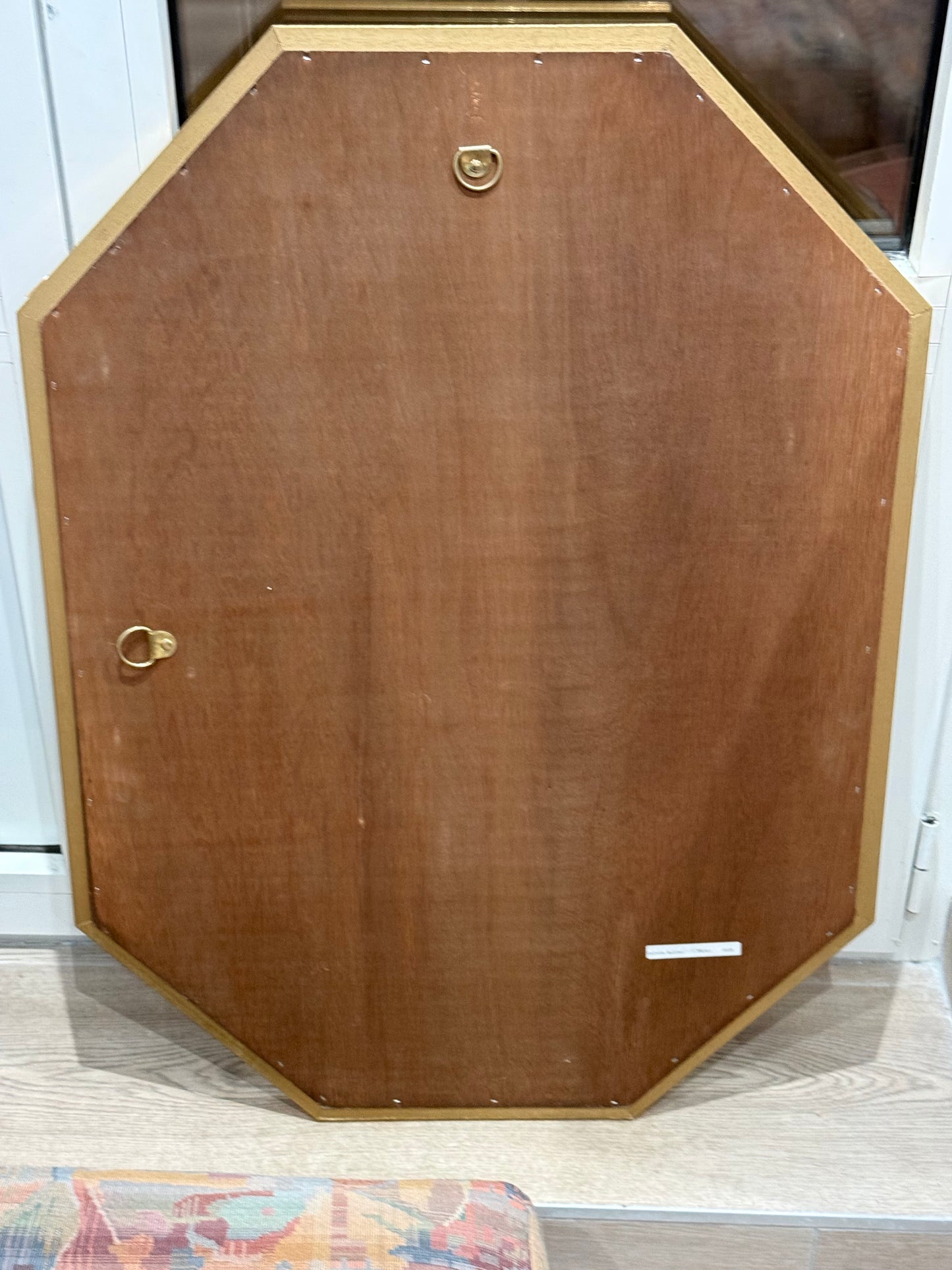 Miroir octogonal vintage à encadrement floral doré – 1989
