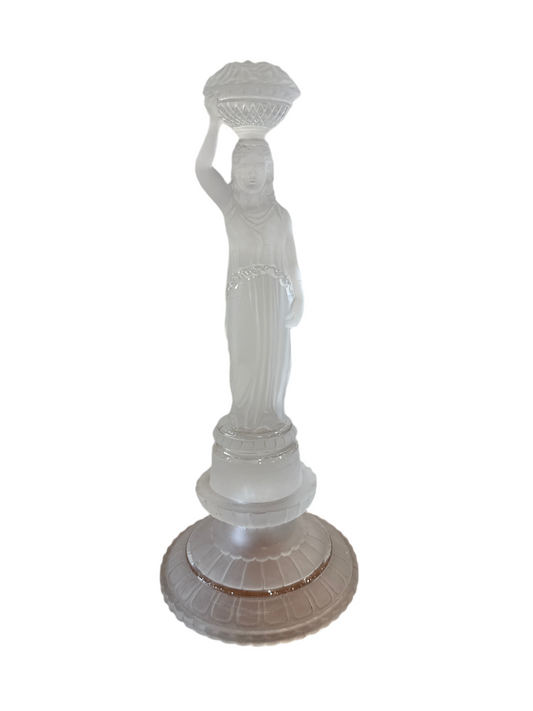 Grande figurine en verre dépoli représentant une porteuse de corbeille – Style Art Déco