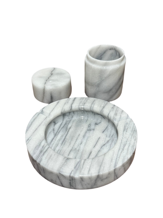 Ensemble en marbre : cendrier et boîte de rangement