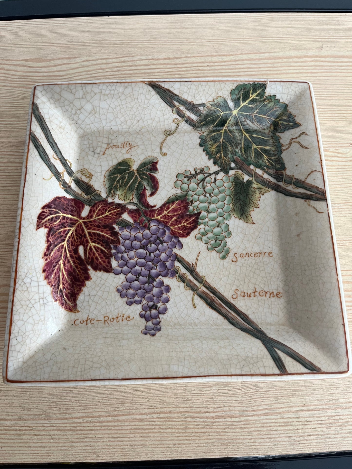 Plateau vide poche vigneron en porcelaine craquelée