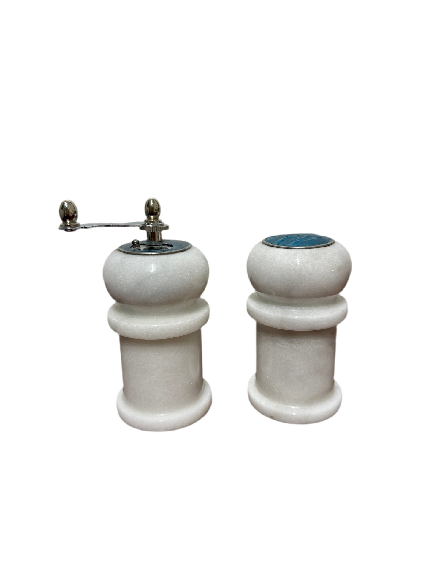 Duo moulin à poivre et salière en marbre blanc