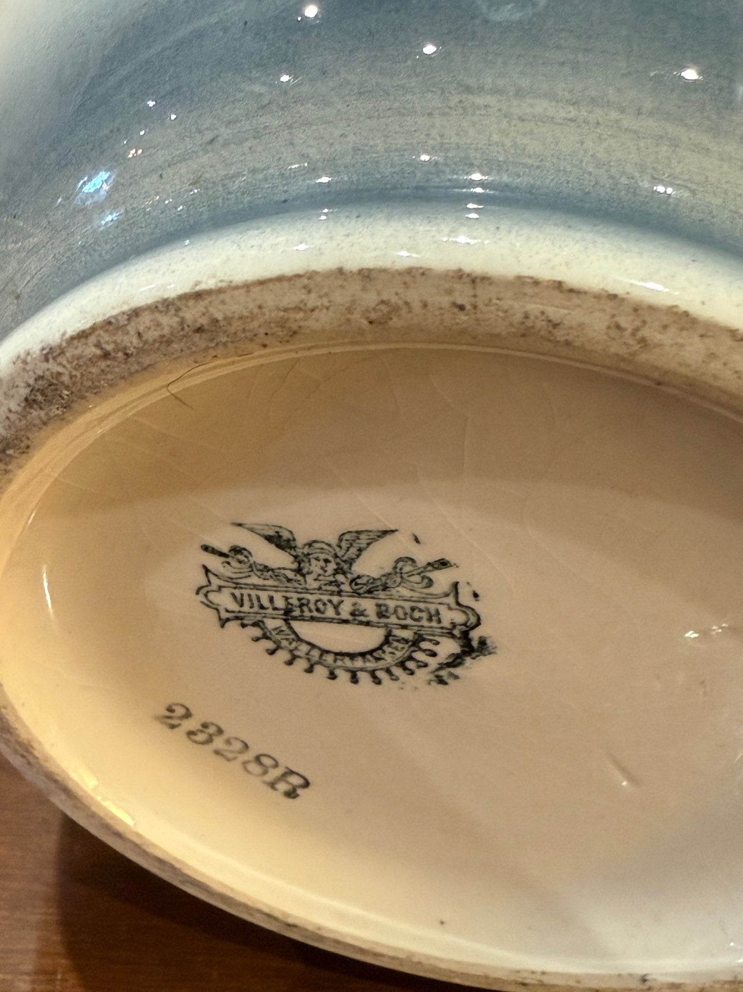 Ensemble de toilette Villeroy & Boch - Pichet et Bassine en Faïence Peinte à la Main