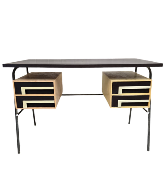 Bureau vintage industriel à caissons suspendus – design graphique - 60’s/70’s