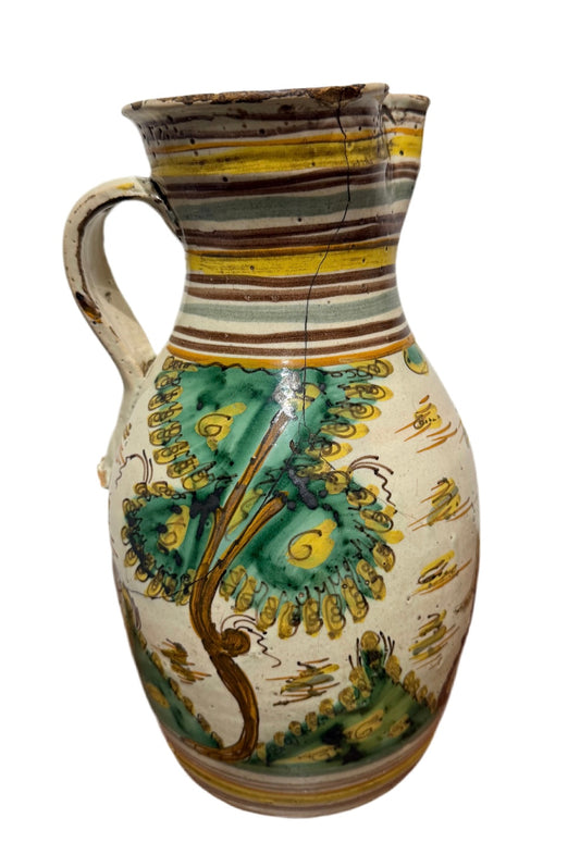 Cruche en Faïence Polychrome - Style Rustique Ancien (XVIIIe-XIXe siècle)