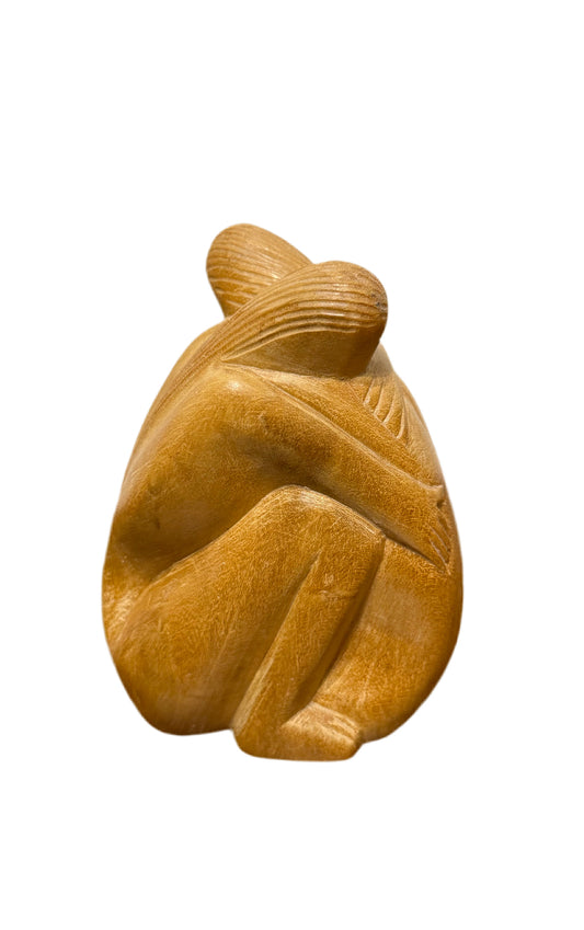 Sculpture “Le Câlin” – Art abstrait en bois sculpté