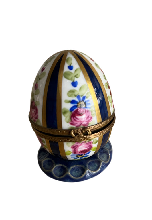 Œuf de limoges plein main boîte à bijoux vintage