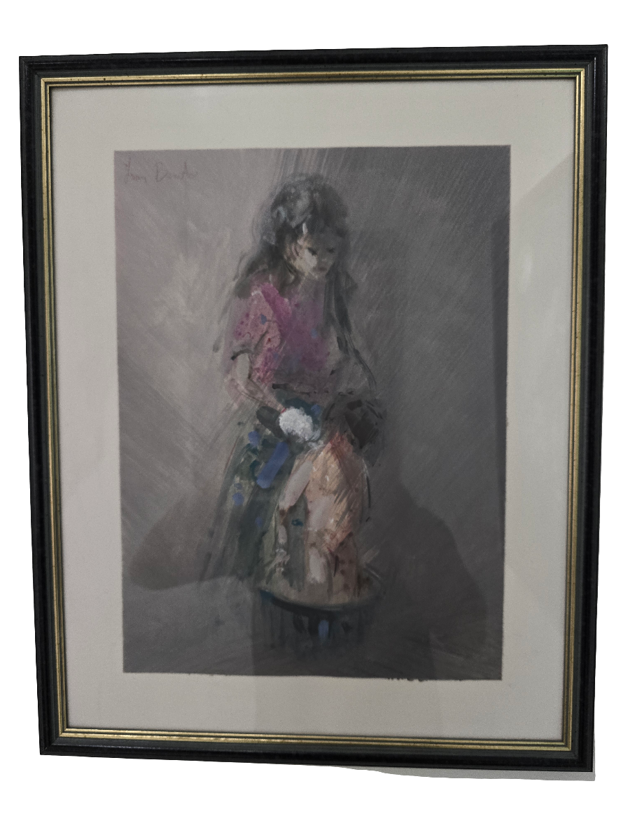 Tableau femme lavant son enfant