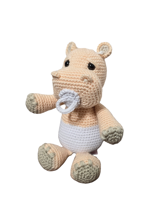 Bébé hippo beige tétine