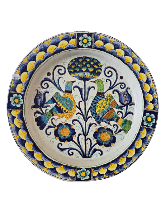 Grand plat en faillance , decor oiseau