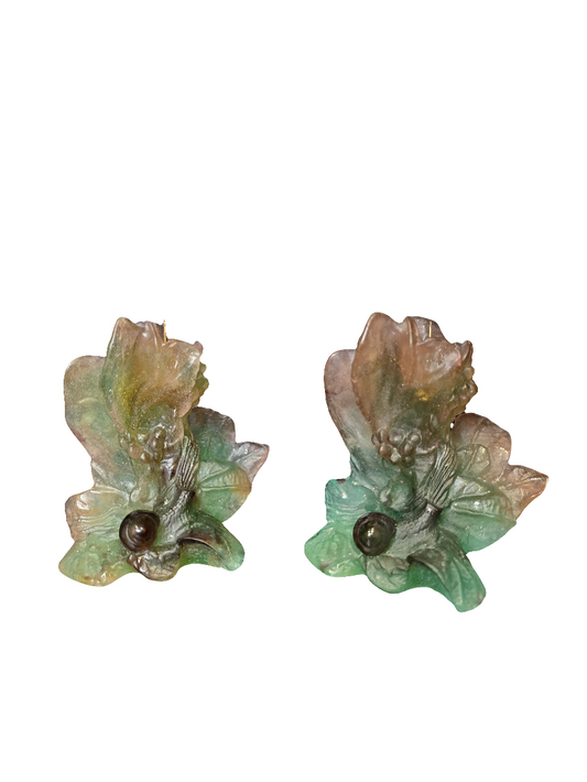 DAUM- paire de Bougeoir "Nature" 1988 pâte de verre