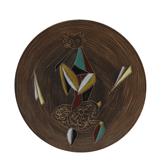 Assiette murale en terre cuite émaillée