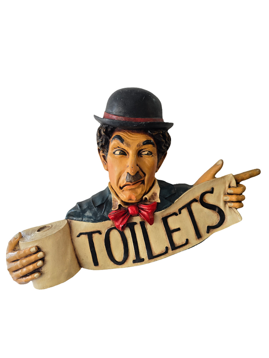 Plaque de toilette Charlie chapline vintage en résine