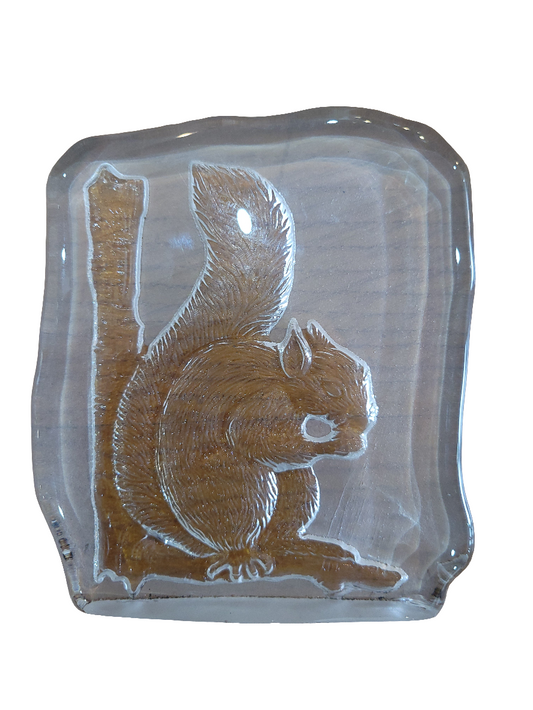 Presse-papiers décoratif en verre – Écureuil gravé