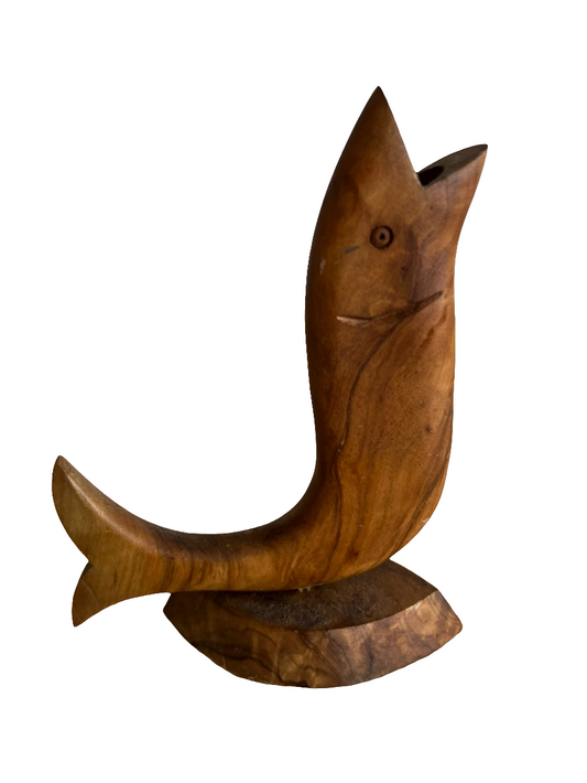 Sculpture poisson en bois d’olivier