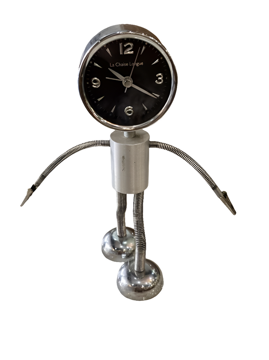 Horloge design robot en métal chromé - La Chaise Longue