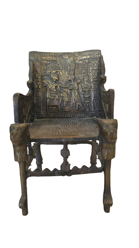 Miniature décorative – Fauteuil trône égyptien en bronze patiné