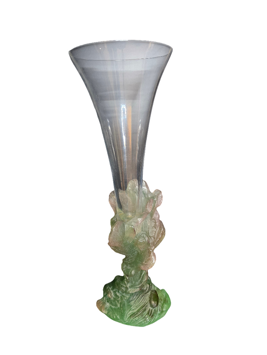 DAUM - soliflore "Nature",1988 - pâte de verre et cristal
