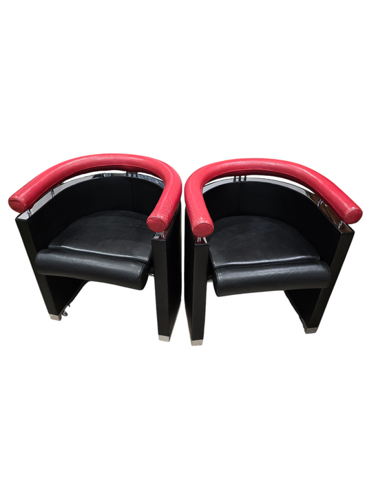 Fauteuil design cuir métal chromé 80’s