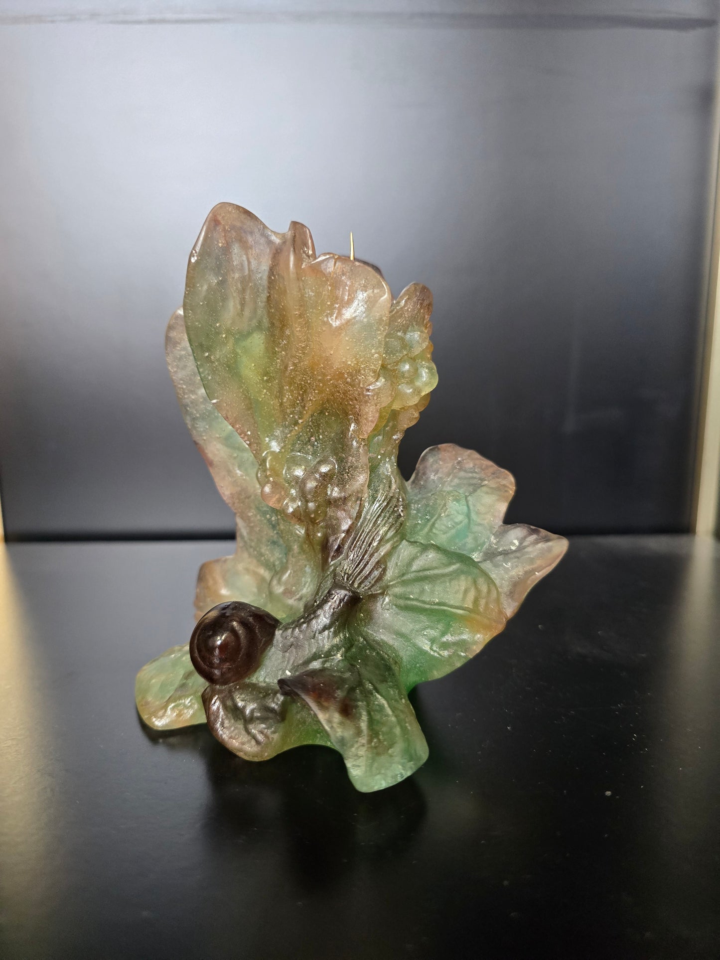 DAUM- paire de Bougeoir "Nature" 1988 pâte de verre