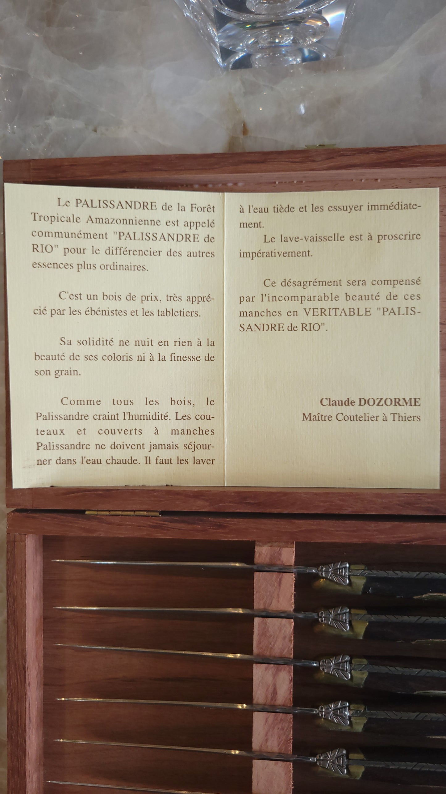 Coffret de 6 couteaux à steak Laguiole - Claude Dozorme - Palissandre de Rio