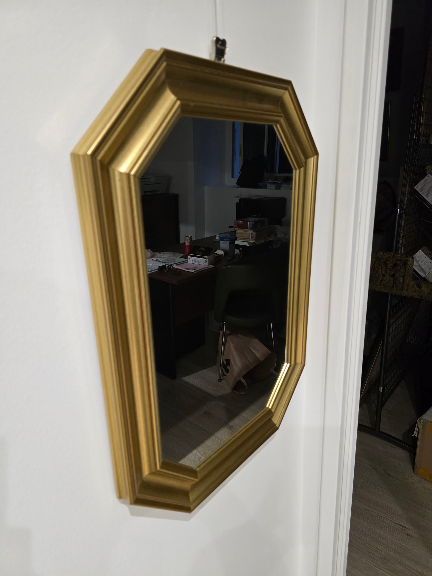 Miroir octogonale doré