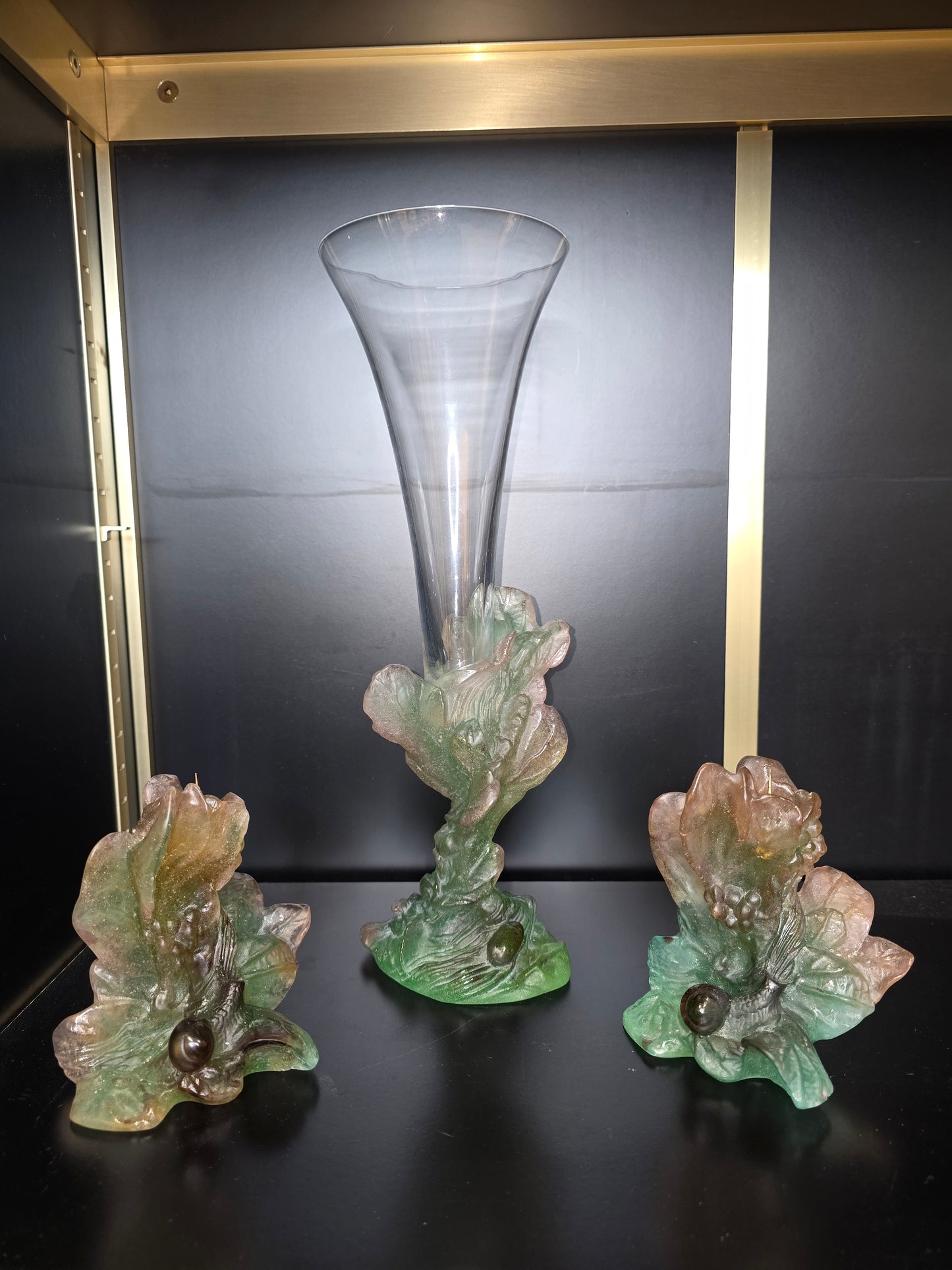 DAUM - soliflore "Nature",1988 - pâte de verre et cristal