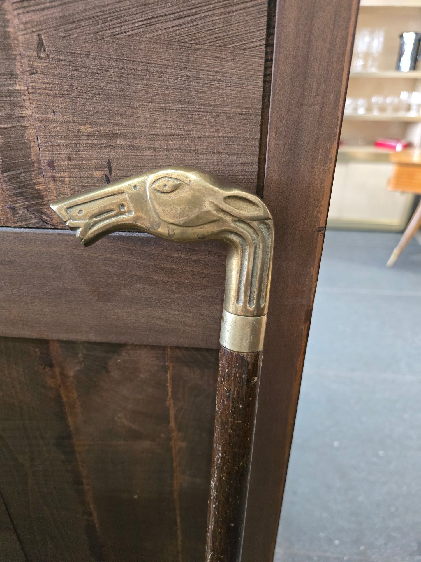 Canne Art Déco - tête de lévrier