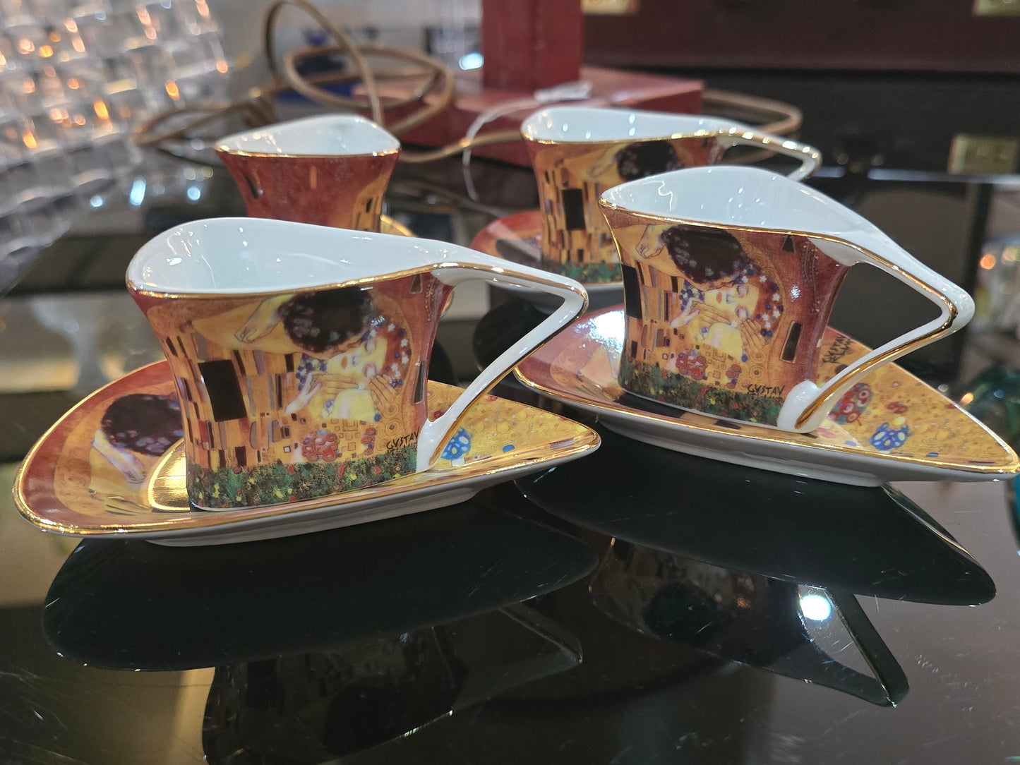 Lot de 4 tasses à espresso – Collection Gustav Klimt – “Le Baiser"