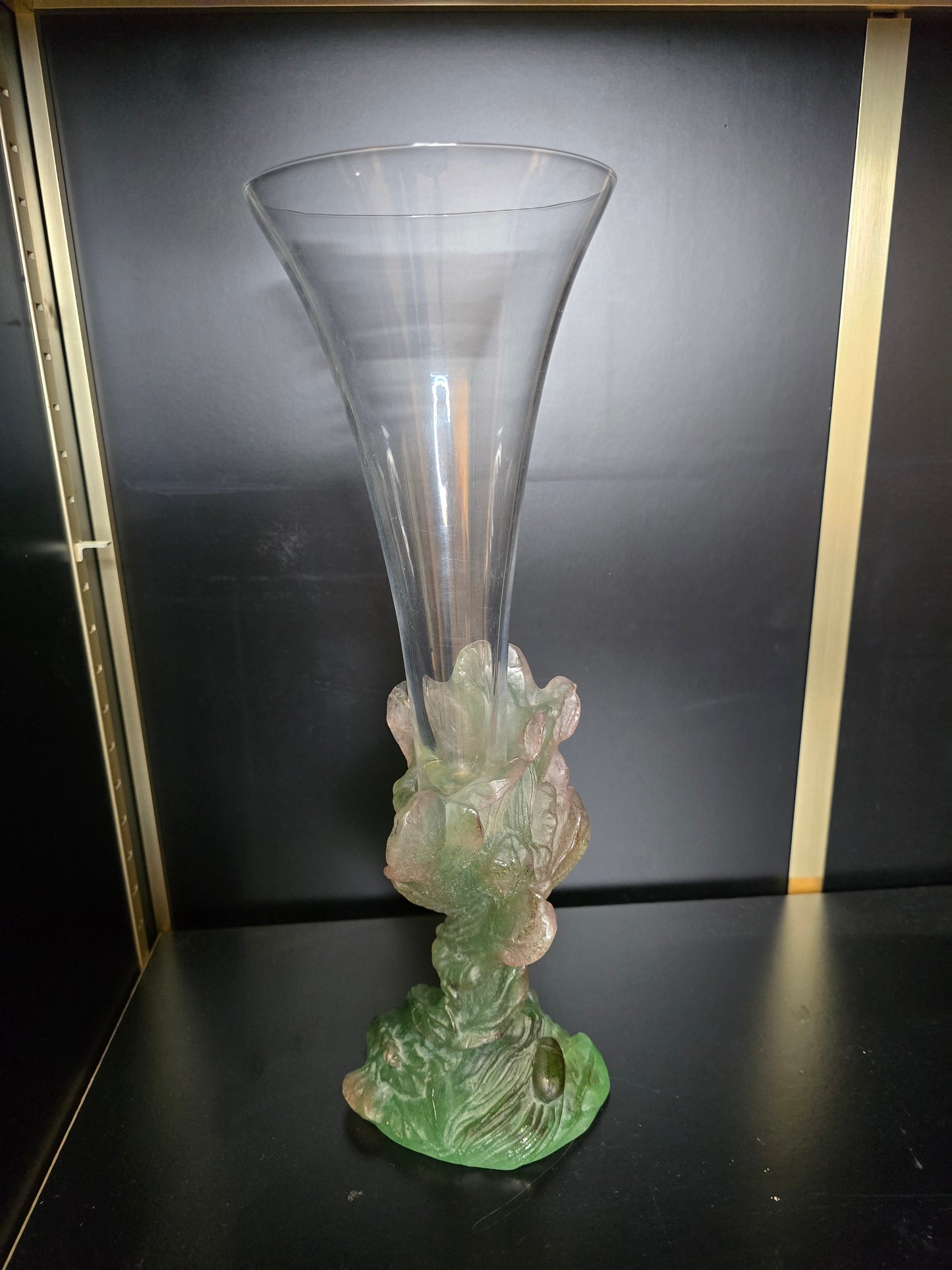 DAUM - soliflore "Nature",1988 - pâte de verre et cristal