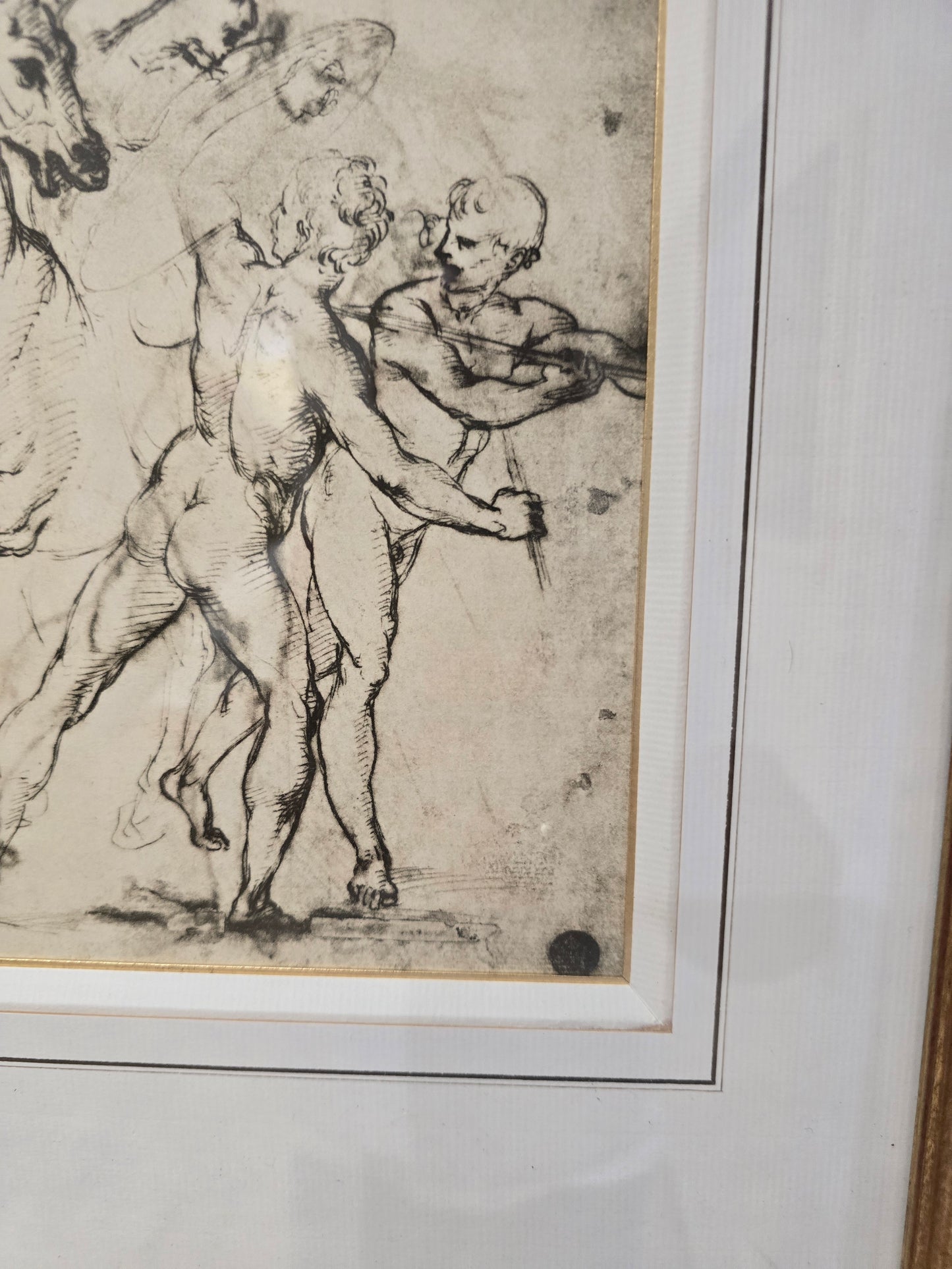 Dessin encadré d’après maître ancien – Homme tirant un animal