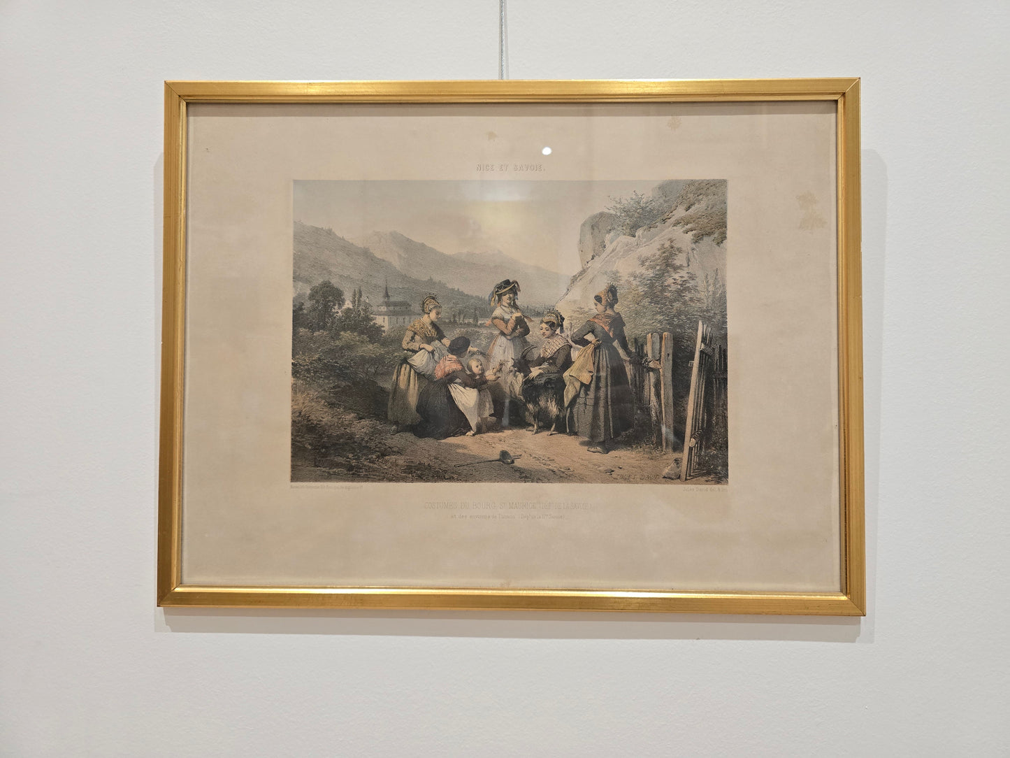 Lithographie encadrée – Nice et Savoie, Costumes du Bourg Saint-Maurice et des environs de Thonon