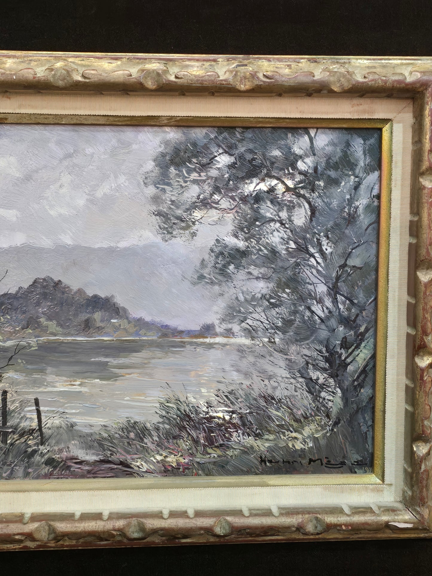 Tableau Henri Mege "Lac d’Aiguebelette 1980"