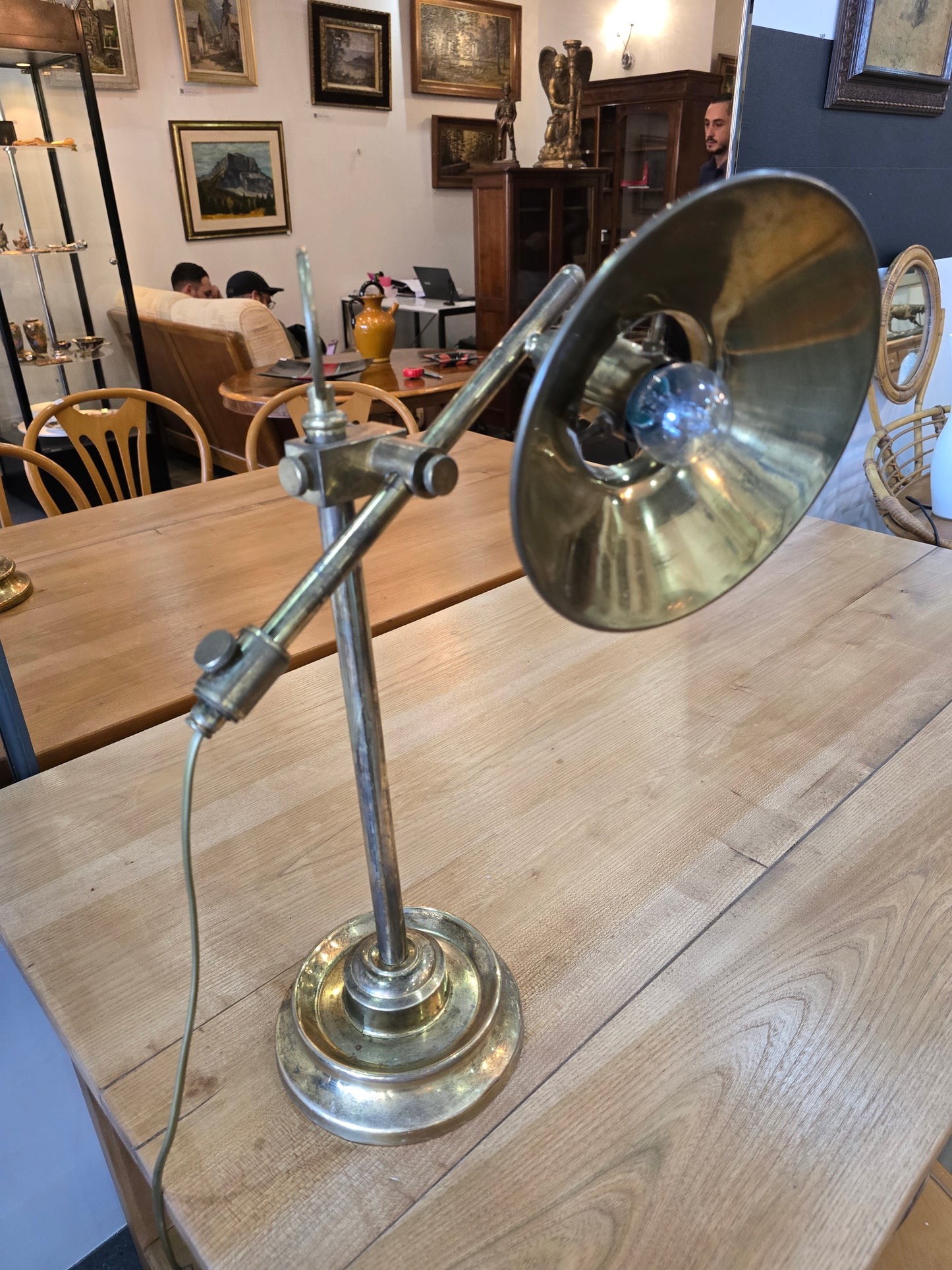 Lampe articulée en laiton ( medecin, ingénieur) Style industriel, 1950