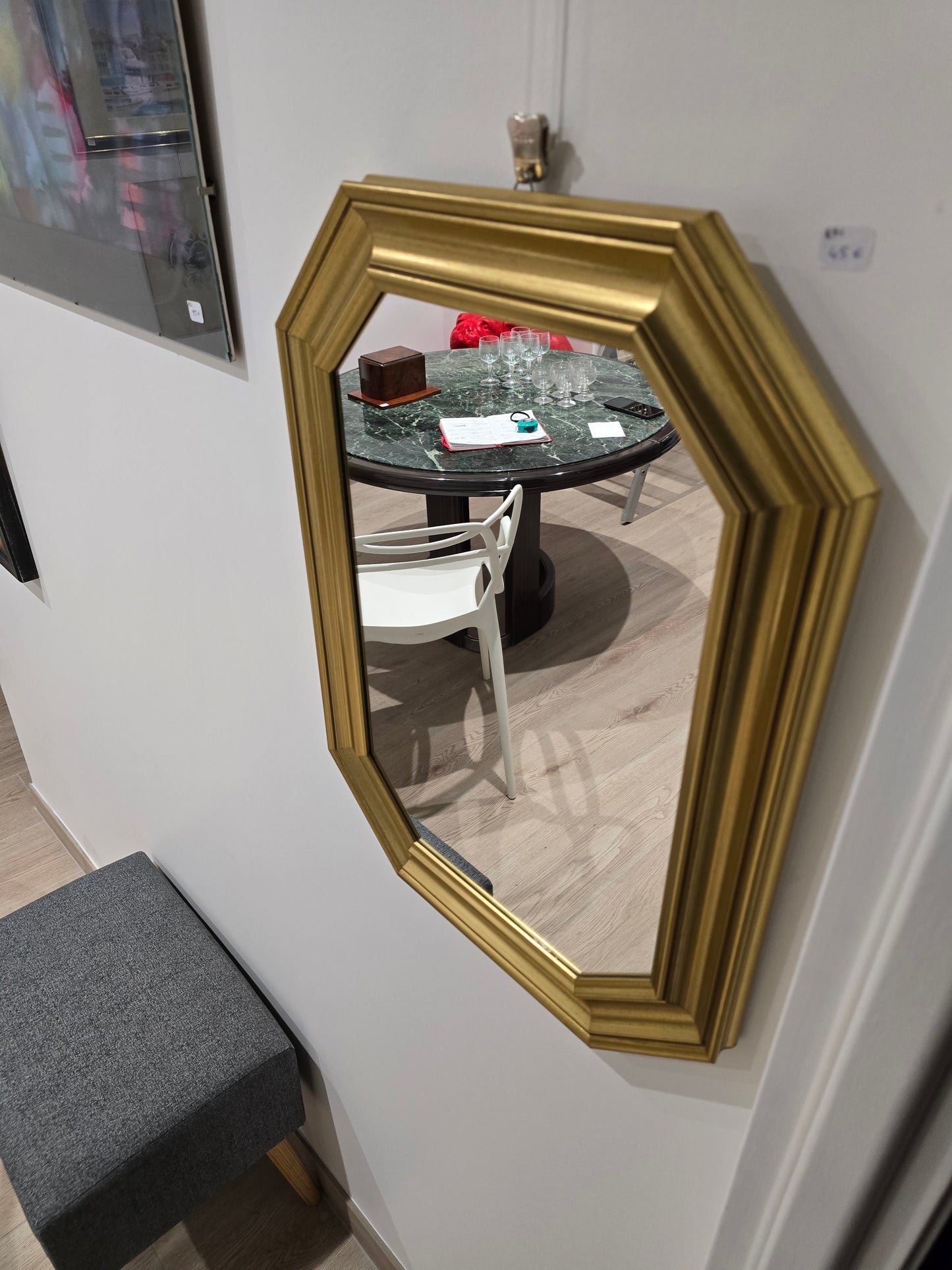 Miroir octogonale doré