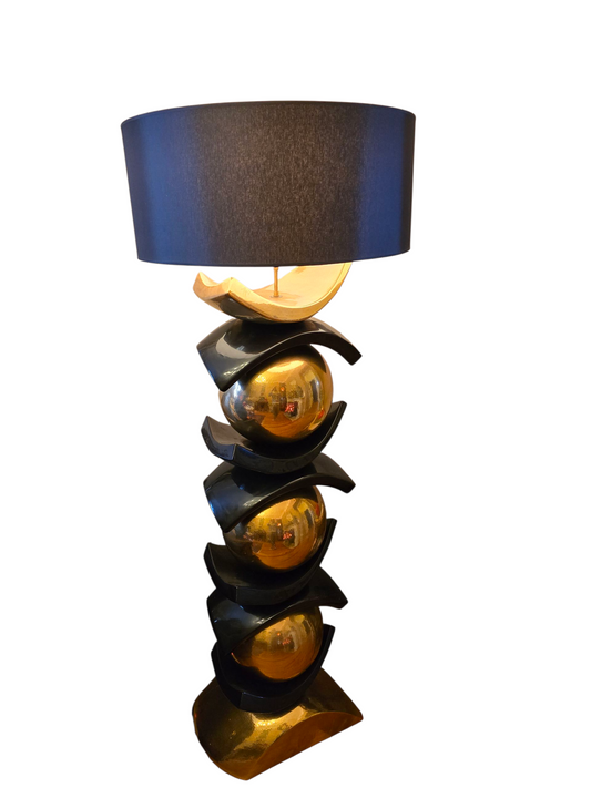 François Chatain – Grand lampadaire sculptural 1m70 “Sphères & Arcs”, France, vers 1980