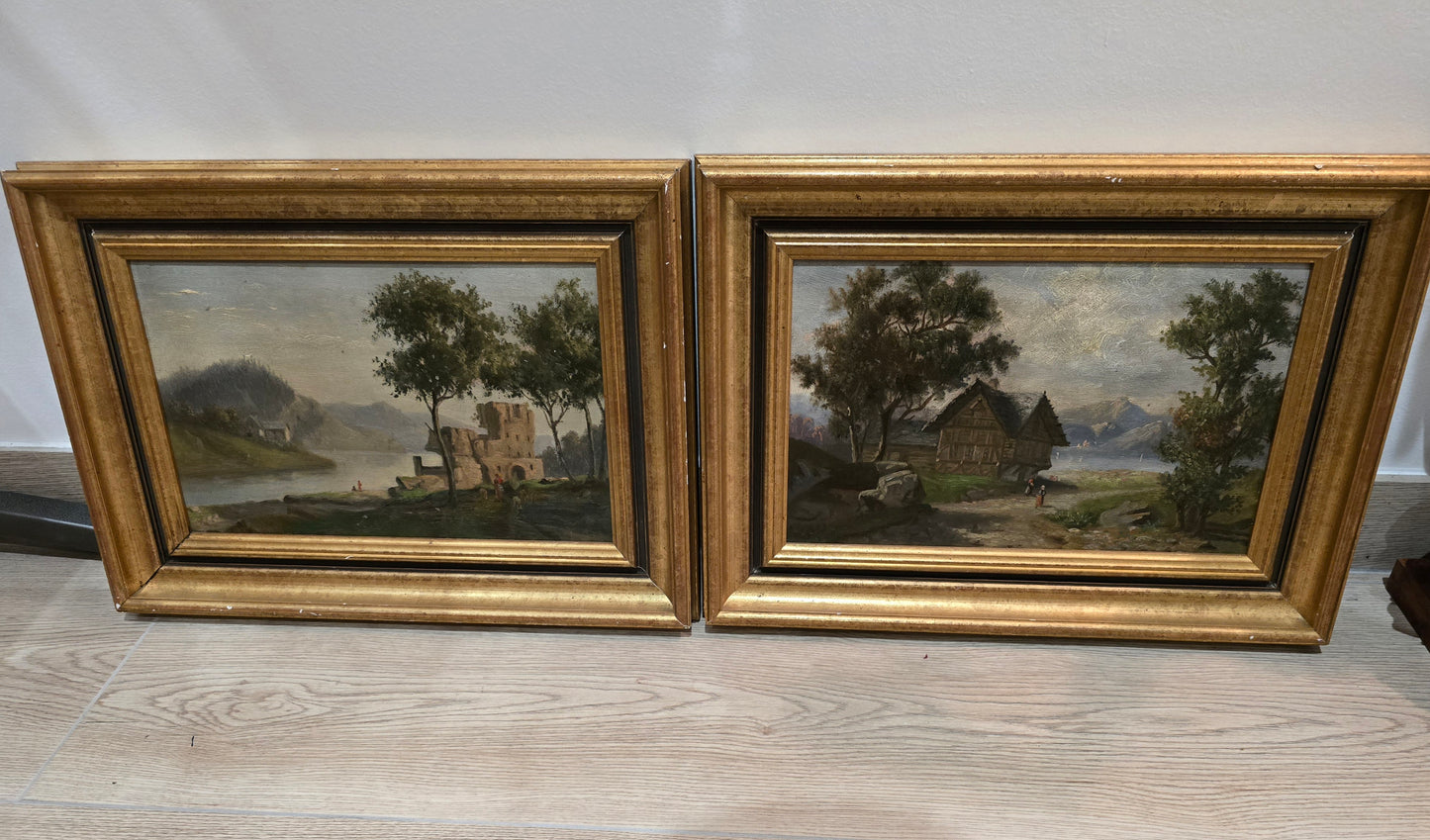 Paire de tableaux 19ème école suisse
