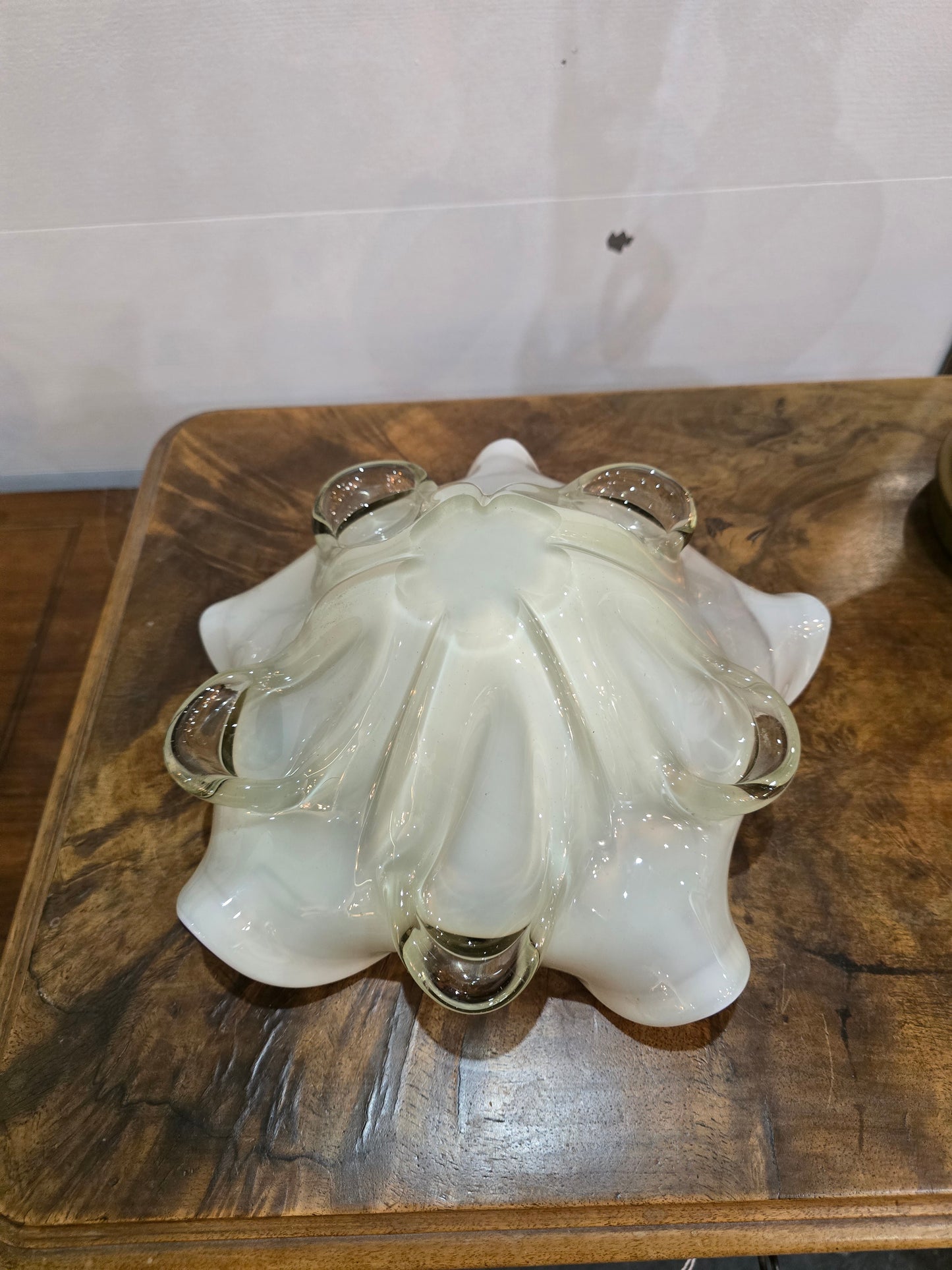 Coupe en verre de Murano – Millefiori & bord rouge – 26 cm