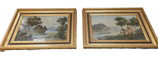 Paire de tableaux 19ème école suisse