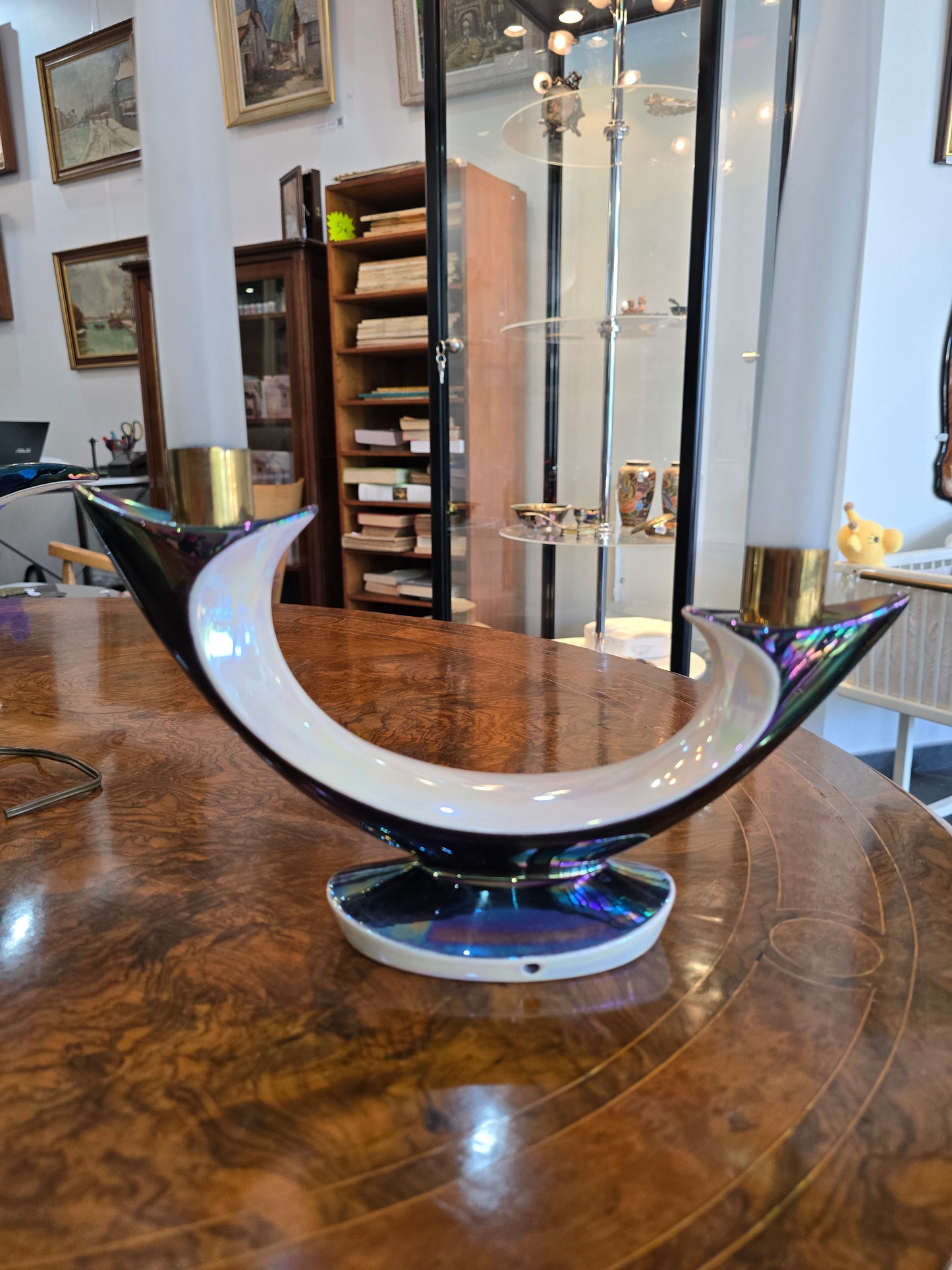 Paire de bougeoirs électriques Verceram – Design Space Age- céramique irisé