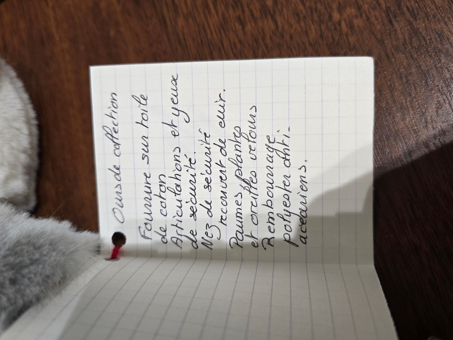 Ours Articulé fourure gris/blanc