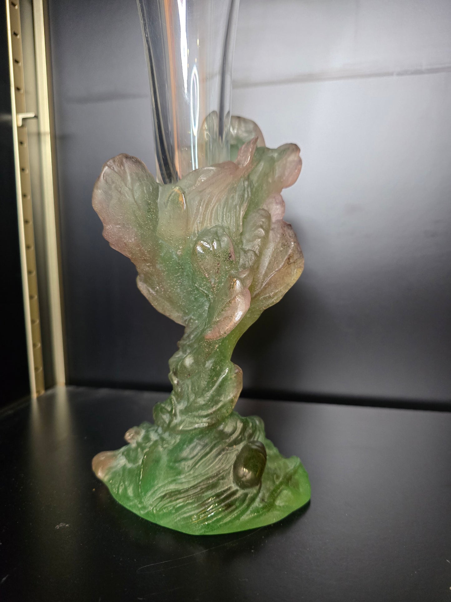 DAUM - soliflore "Nature",1988 - pâte de verre et cristal