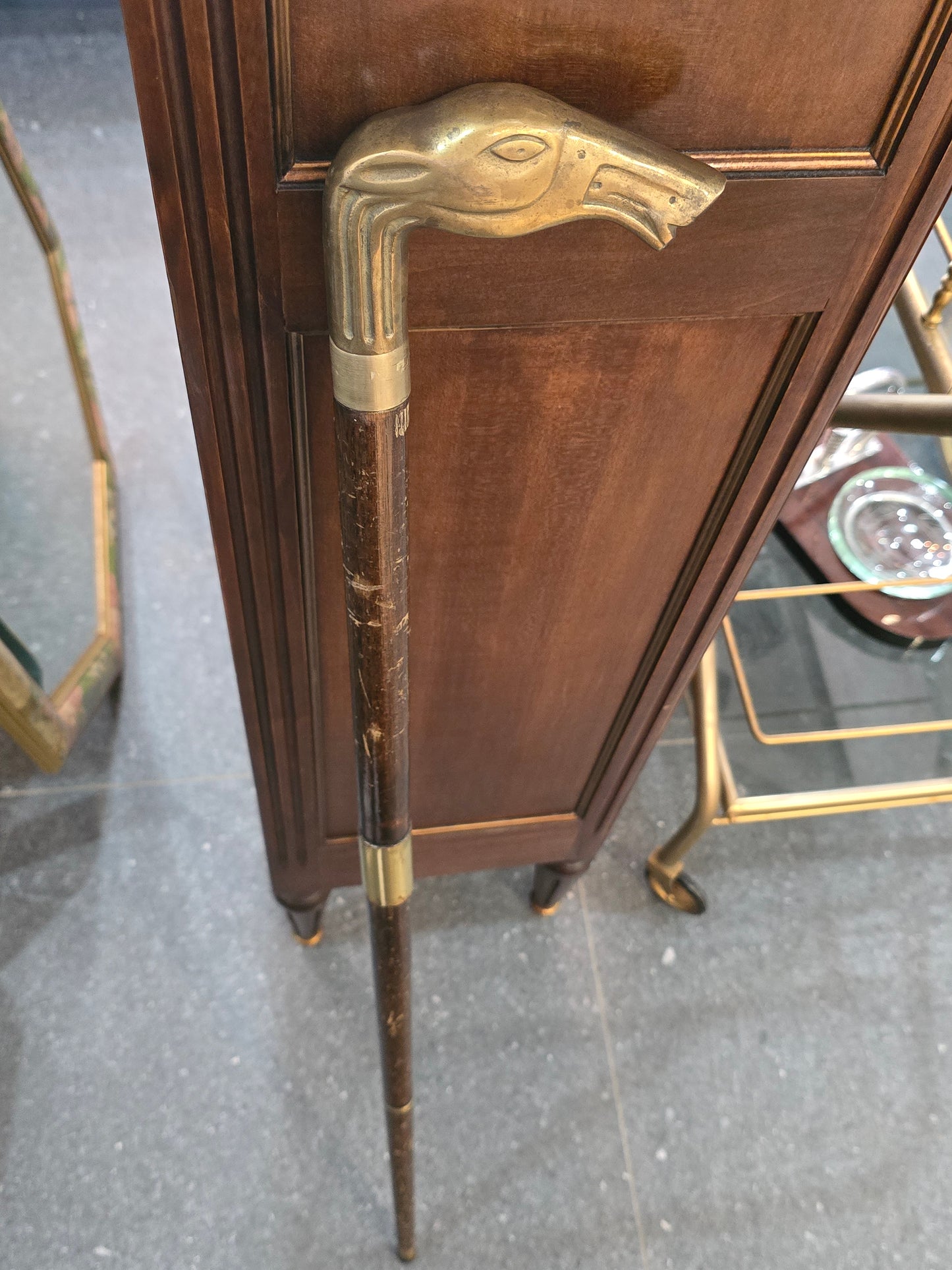 Canne Art Déco - tête de lévrier