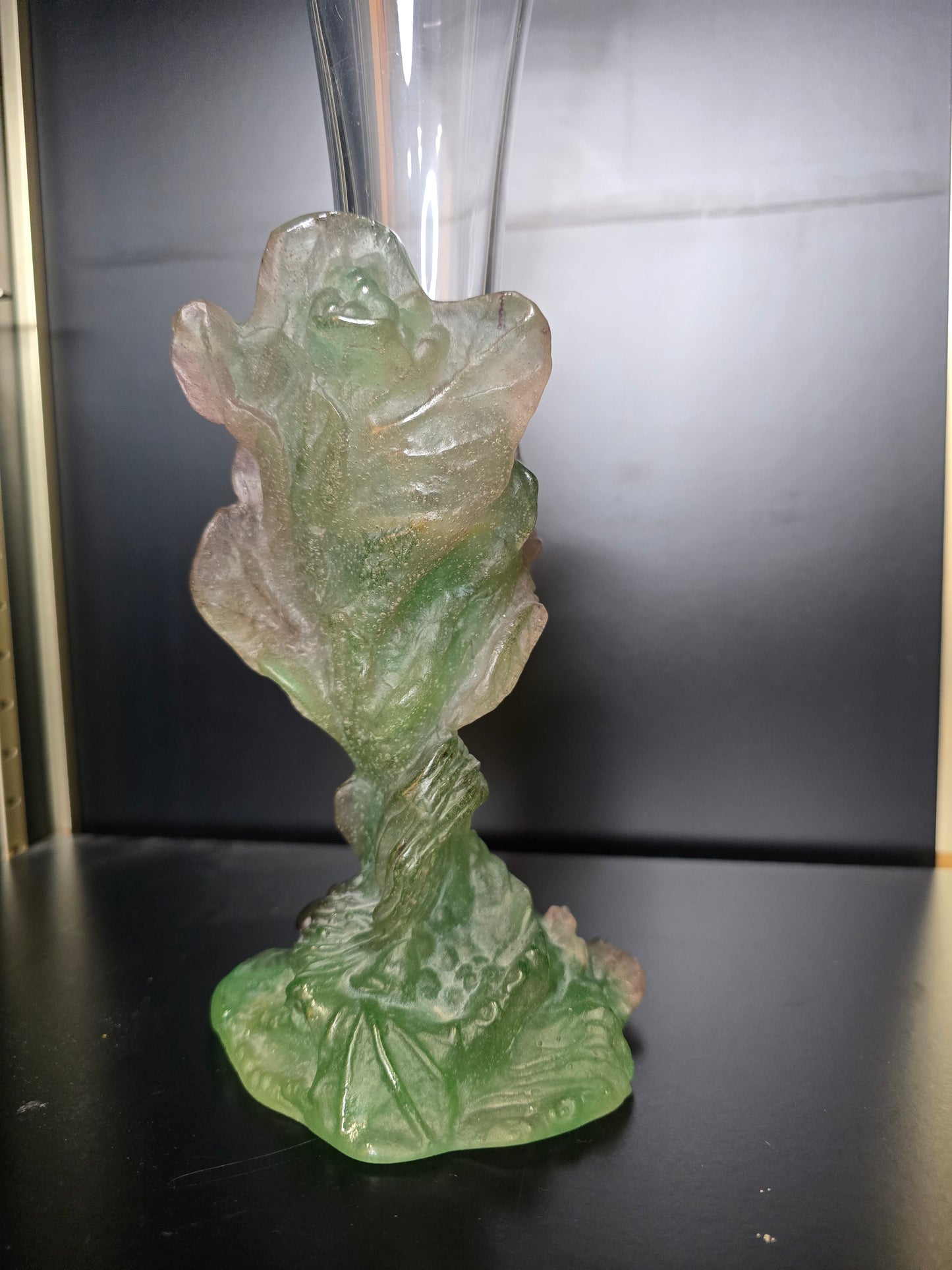 DAUM - soliflore "Nature",1988 - pâte de verre et cristal