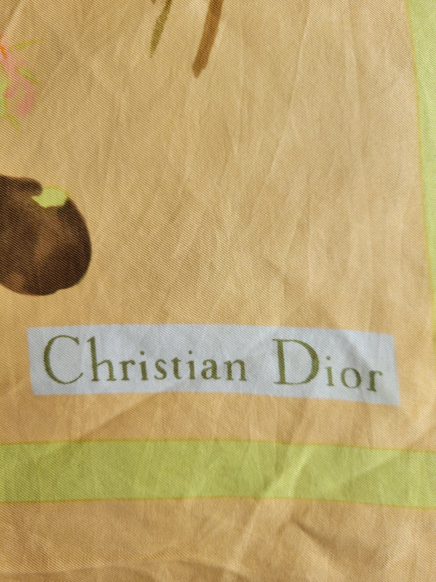 Foulard en soie Christian Dior – Motif floral vintage, années 1970